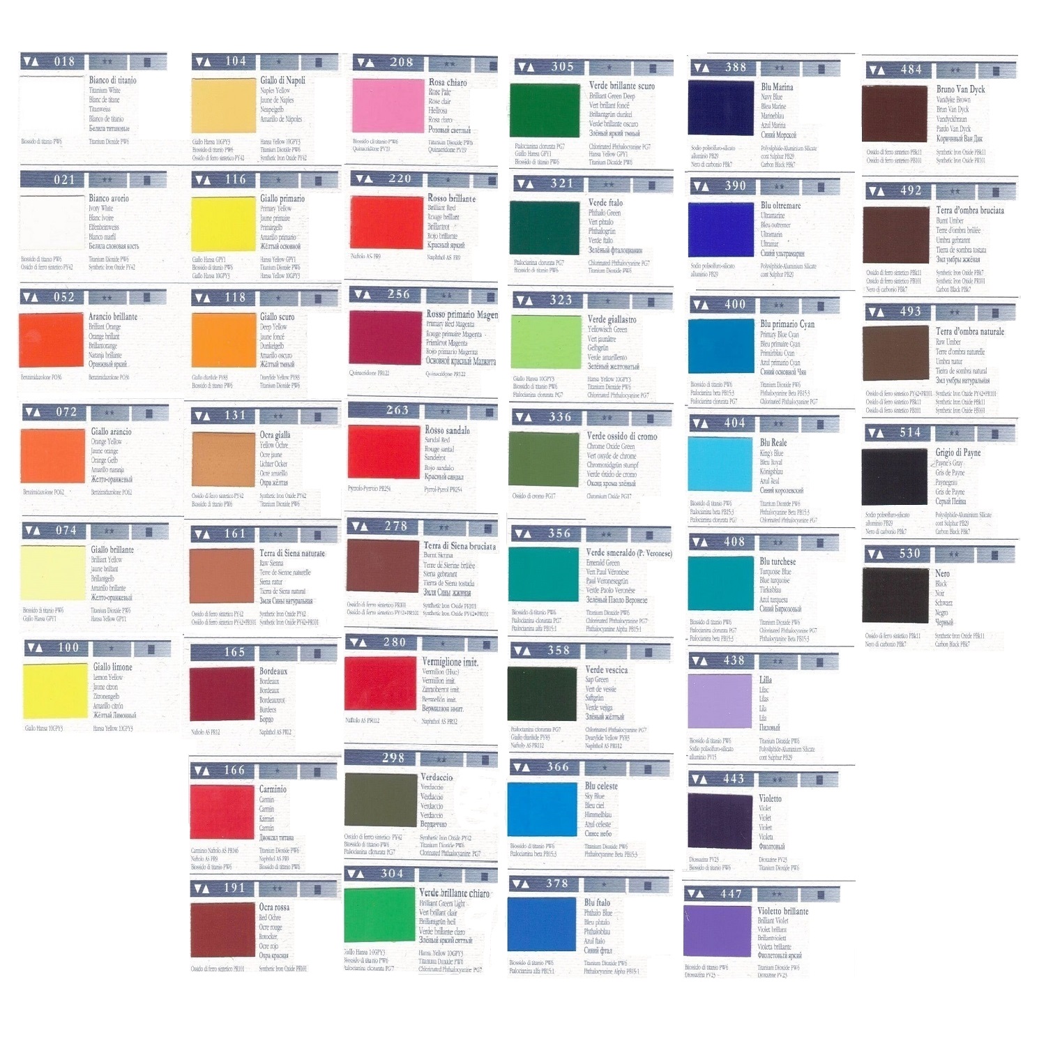 Acrilici Polycolor di Maimeri_43 tinte Polycolor Maimeri; colori acrilici fini, tinte normali, in vasetto da 140 ml