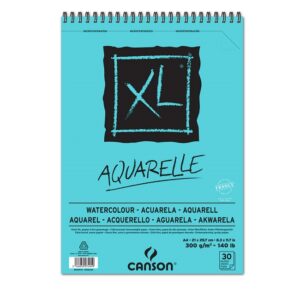Blocco Canson XL Aquarelle, 30 fogli con grana fine e grammatura elevata, 300g/m2; ideale per acquarello