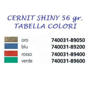 CERNIT SHINY, panetti da 56 gr di pasta modellabile con colori iridescenti, gli oggetti realizzati devono essere cotti nel forno o bolliti in acqua calda.
