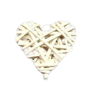 Cuore di midollino bianco da decorare, misura 10 cm