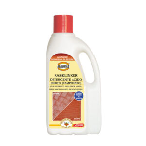 Rasklinker Madras, detergente acido tamponato per pavimenti resistenti agli acidi. Asporta residui da cantiere. Flacone da 1 Lt.