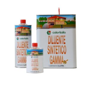 Diluente sintetico GAMMA; studiato per la diluizione di vernici, smalti ed antiruggini oleosintetiche delle quali riduce la viscosità mantenendone inalterate le caratteristiche originarie.