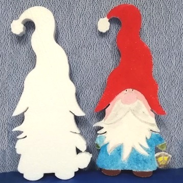 ELFO IN POLISTIROLO_BASE DA COLORARE Sagoma Elfo di Babbo Natale in polistirolo bianco da colorare (La sagoma colorata presente nella foto funge esclusivamente da esempio)