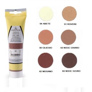 Stucco per legno all'acqua, pronto all'uso, verniciabile. Disponibili 6 colori in tubetto da 250 gr