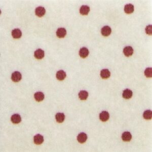 Feltro fantasia di pois color panna/rosso; fogli da cm 30 x 40 per 1 mm di spessore