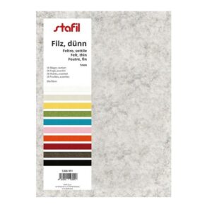 Feltro, confezione da 10 fogli con colori assortiti_cm 20x30 x 1 mm di spessore