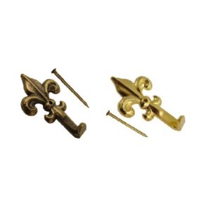Ganci da muro per appendere i quadri a giglio fiorentino. Color oro e bronzo, in 2 misure; 33x18 mm e 48x28 mm.