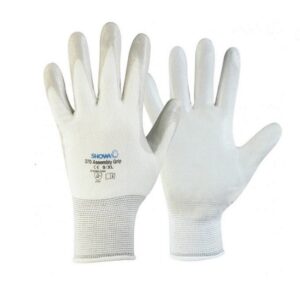 Guanti SHOWA in nylon con palmo in nitrile, senza cucitura, eccellente presa antiscivolo e resistenti all'abrasione e ai prodotti chimici. Disponibili nelle taglia M