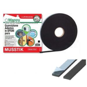 Musstik Mappy, guarnizione anti spifferi, anti polvere, isolante acustico, isolante elettrico ecc., disponibile in varie misure, venduta al metraggio.