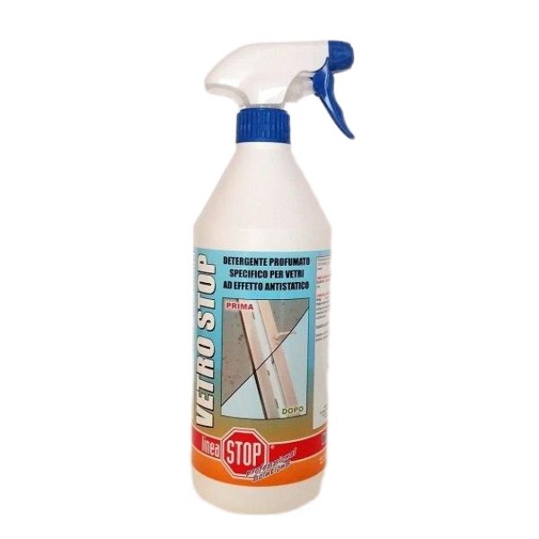 Il Vetro Stop Vetro Stop Dixi, detergente profumato, professionale per vetri, specchi e tutte le superfici lavabili. Flacone da 750 ml.