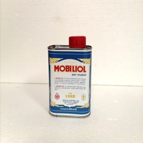 Mobiliol Liquido, per pulire e proteggere mobili ed oggetti in legno, pelle, ferro. Lattina da 250 ml