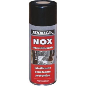 Nox il supersbloccante spray, sblocca, lubrifica, penetra e protegge tutte le parti metalliche bloccate da ruggine, incrostazioni, salsedine. Bomboletta spray da 150 ml.