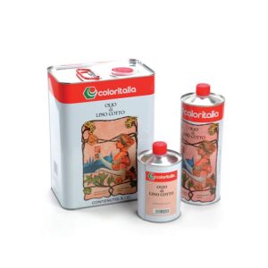 Olio di lino cotto; abbinato all'acquaragia è il legante ideale per il minio in polvere.