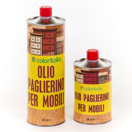 Olio Paglierino giallo/rosso per nutrire, pulire lucidare manufatti in legno.