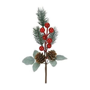 Rametto natalizio rosso e verde, alto 25 cm, ideale per creazioni Natalizie