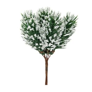 Rametto verde innevato ideale per composizioni natalizie. Altezza cm. 13