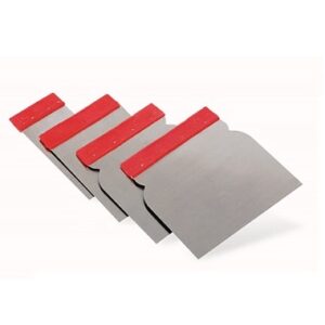 Spatole Inox con impugnatura in plastica; acquistabili in Set da 4 pezzi o singole.