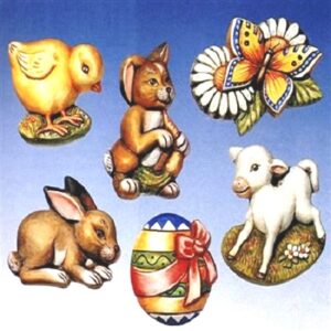 Stampo per colaggio con 6 soggetti pasquali