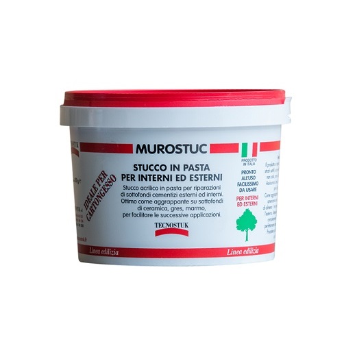 Stucco in pasta_Murostuc Stucco in pasta per esterni e interni Murostuc di Tecnostuk, confezione da 850 gr