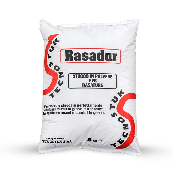 Stucco in polvere_Rasadur Rasadur, stucco bianco in polvere per pareti interne, ideale per rasare, stuccare, riempire, ecc. Confezioni da 1 kg e da 5 kg