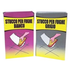 Stucco per fughe bianco o grigio. Si usa per stuccare pavimenti e rivestimenti in ceramica di ogni tipo, cotto, pietre naturali, marmo e granito. Confezione da 1 kg