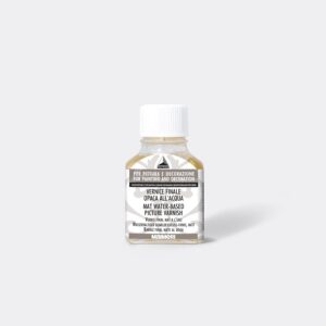 Vernice finale opaca all' acqua; per colori ad olio e ad acqua. Flacone da 75 ml