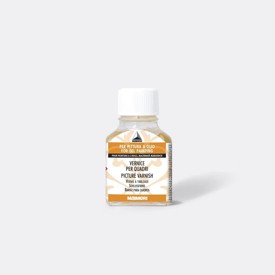 Vernice finale per quadri_lucida Vernice per quadri, limpida, incolore utilizzabili su dipinti eseguiti con differenti tecniche pittoriche. In flacone da 75 ml