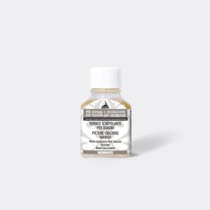 Vernice screpolante per quadri, da utilizzare esclusivamente abbinata alla Vernice Invecchiante. In flacone da 75 ml