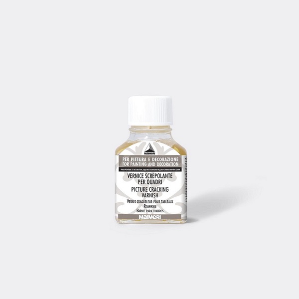 Vernice screpolante per quadri Vernice screpolante per quadri, da utilizzare esclusivamente abbinata alla Vernice Invecchiante. In flacone da 75 ml