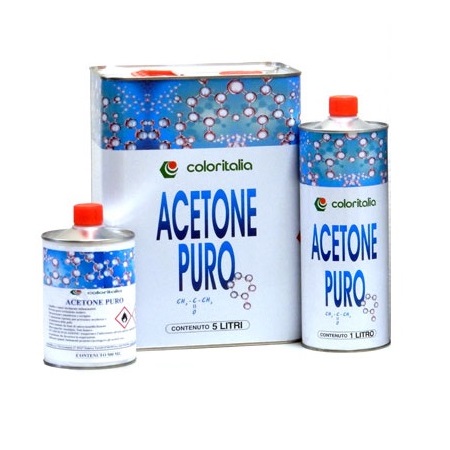 Acetone puro: ideale per sciogliere resine naturali, poliuretaniche, nitrocellulosa.