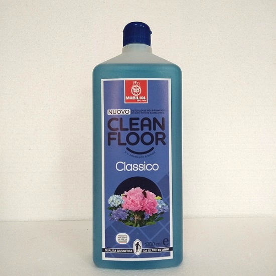 Clean Floor di Mobiliol, detergente igienizzante per pavimenti e superfici lavabili. Flacone da 1 Lt