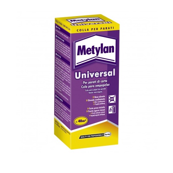 Metylan Universal; colla in polvere per parati in carta.