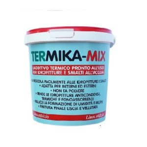 Termika mix, additivo termico, rende termiche le pitture ad acqua, aumenta la temperatura dei muri interni ed esterni. Confezione da 1 lt